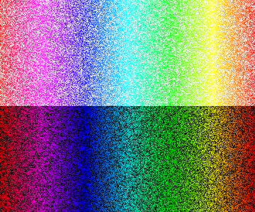 Colors, segmented by hue, saturation and value, but not sorted.