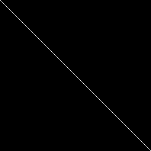 A black square with a white line going from the top left to the bottom right.