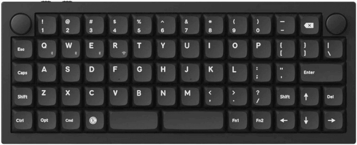 Keychron Q15: An ortholinear keyboard. The keys are set into straight rows.