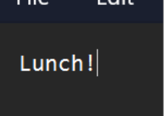 The word "Lunch!", typed usingg the macro commands on the Lucky65 V2 and the Via software.