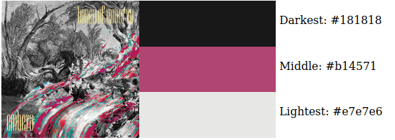 A palette generated from the Bones of Minerva album cover.