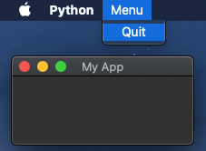 Python Tkinter, showing a menu widget.