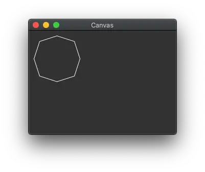 Tkinter Canvas element showing a box drawn with single lines and the smooth configuration item.