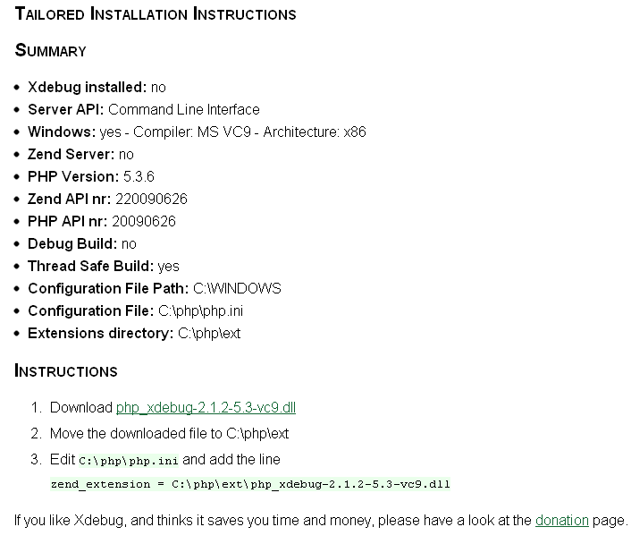 Xdebug Install Instructions